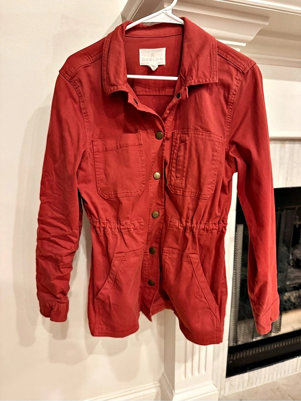 Caslon Rust/Coral Cotton Utility Field Jacket Drawstring Waist Small